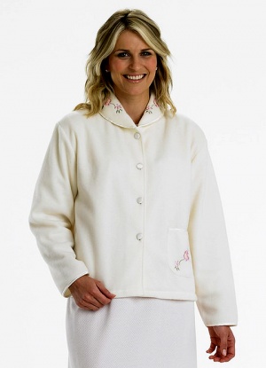 Slenderella Embroidered Button Up Bed Jacket